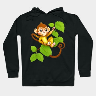 Cute Cartoon Monkey Climbing Trees Hoodie